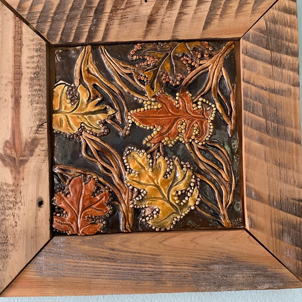 Rustic Leaf Wall Art with Wooden Frame